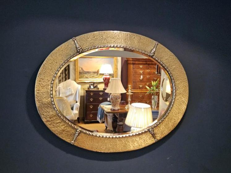 Arts and Crafts Brass Framed Mirror - Image 3