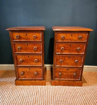Matching Pair of Victorian Walnut Bedside Chests