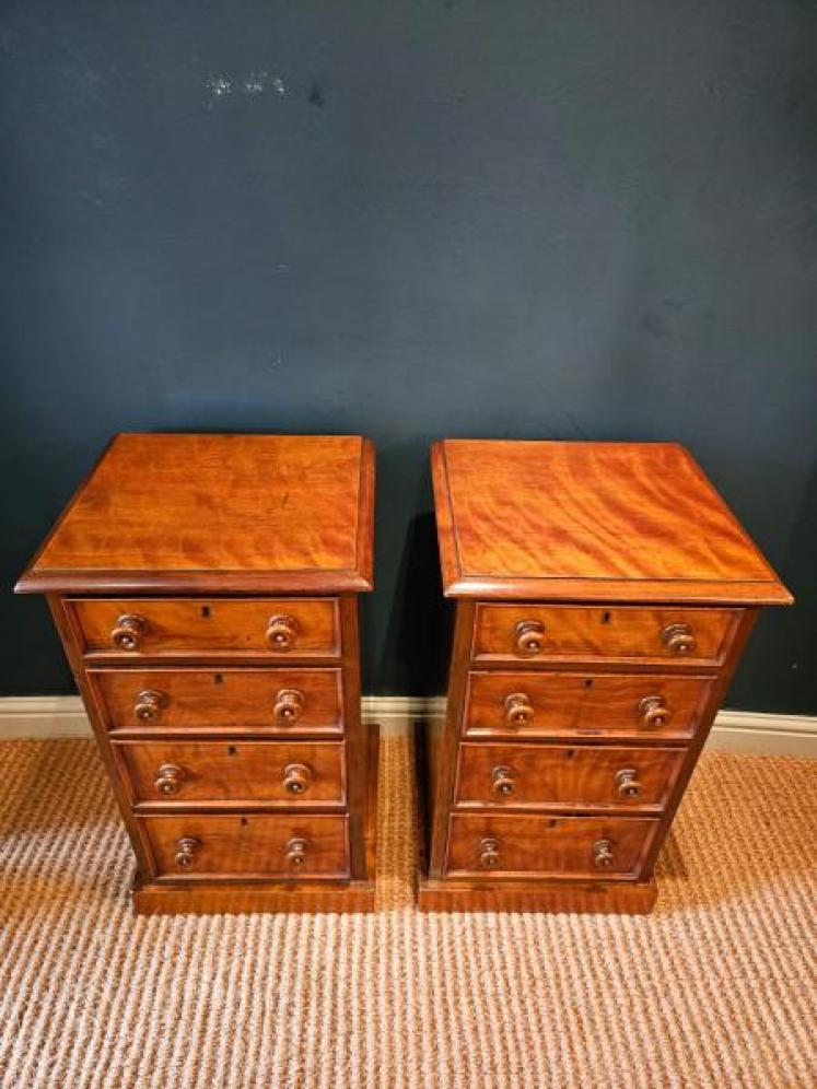 Matching Pair of Victorian Walnut Bedside Chests - Image 2