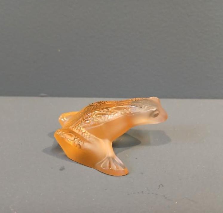 Lalique Gold Opalescent Leaping Frog - Image 1