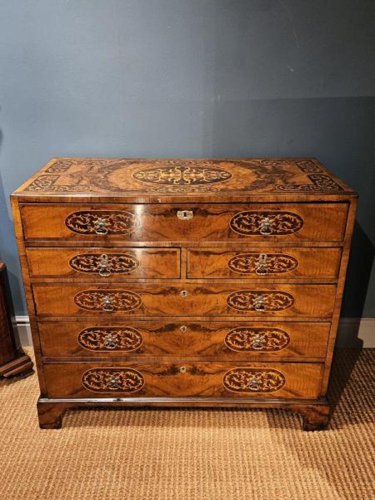 George III Inlaid Burr Walnut Secretaire Chest - Image 1