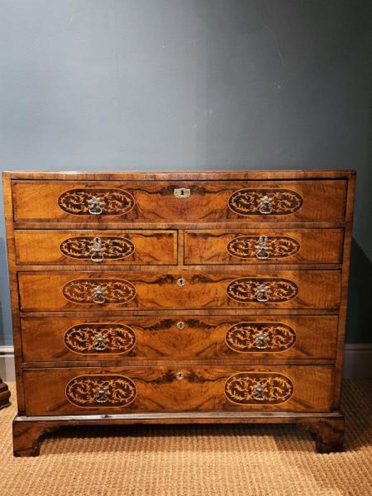 George III Inlaid Burr Walnut Secretaire Chest - Image 2