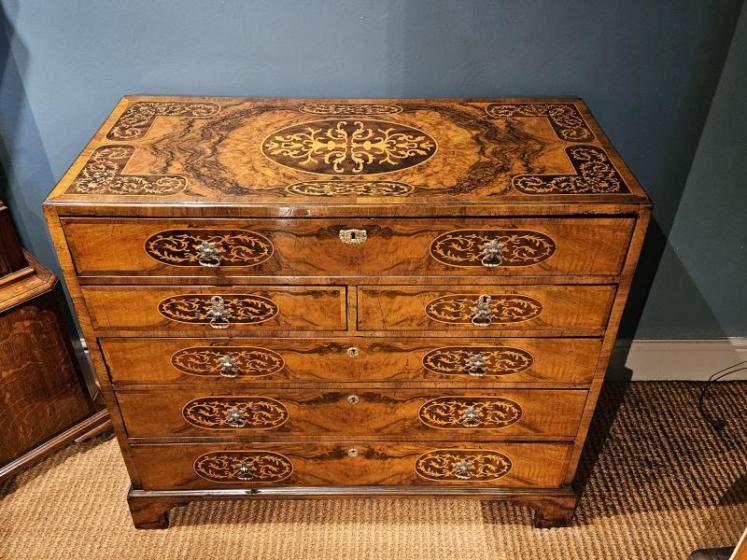George III Inlaid Burr Walnut Secretaire Chest - Image 3