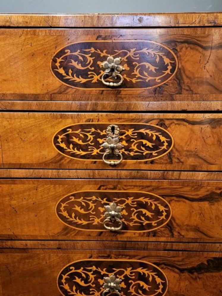 George III Inlaid Burr Walnut Secretaire Chest - Image 6