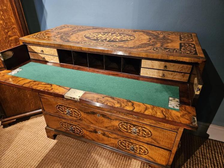 George III Inlaid Burr Walnut Secretaire Chest - Image 7