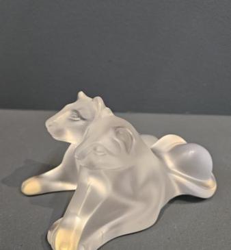 Lalique Opalescent Lion Cubs