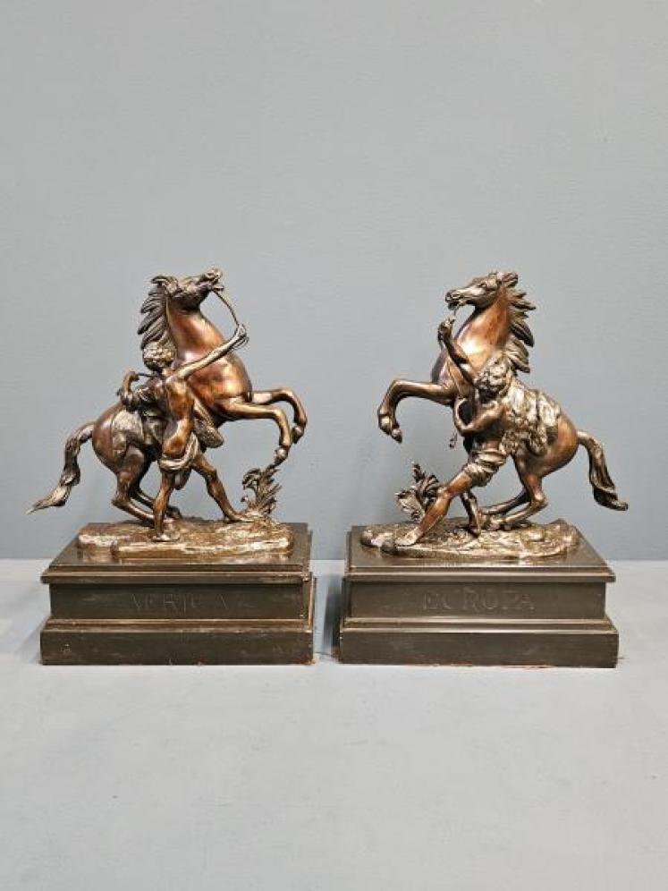 Pair of Victorian Bronze Marly Horses - Image 1