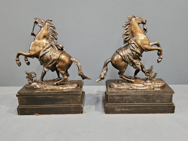 Pair of Victorian Bronze Marly Horses - Image 2