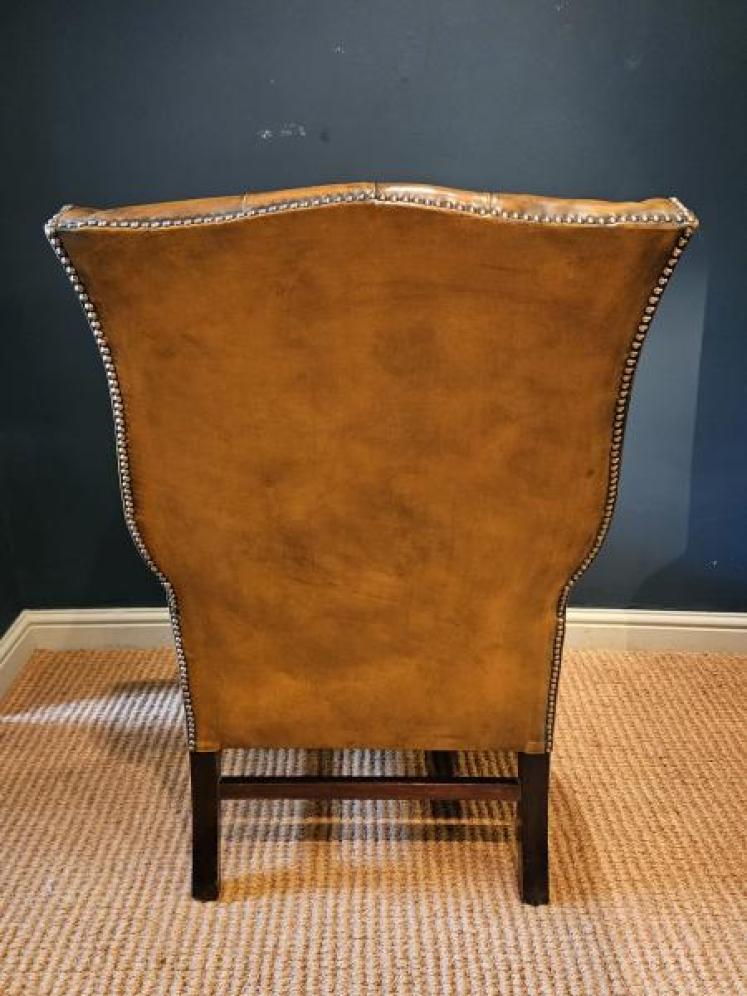 1930's Button Back Leather Wing Arm Chair - Image 5