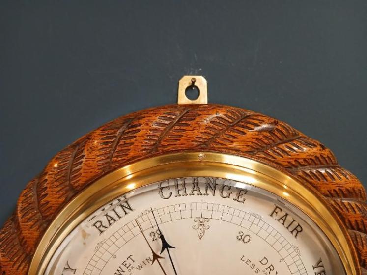 Large Victorian Oak Rope Twist Ship's Barometer - Image 3