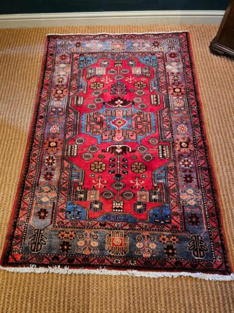 6" Long Nahavand Persian Pure Wool Rug - Image 1