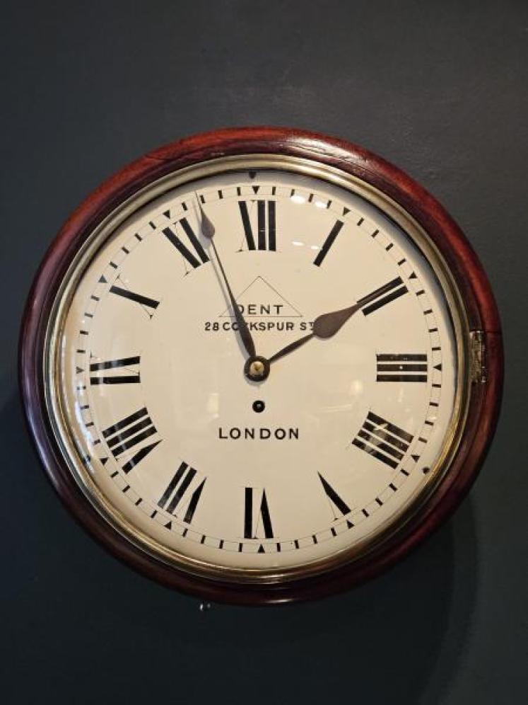 Victorian 12" Convex Dial Fusee Wall Clock by Dent - Image 1