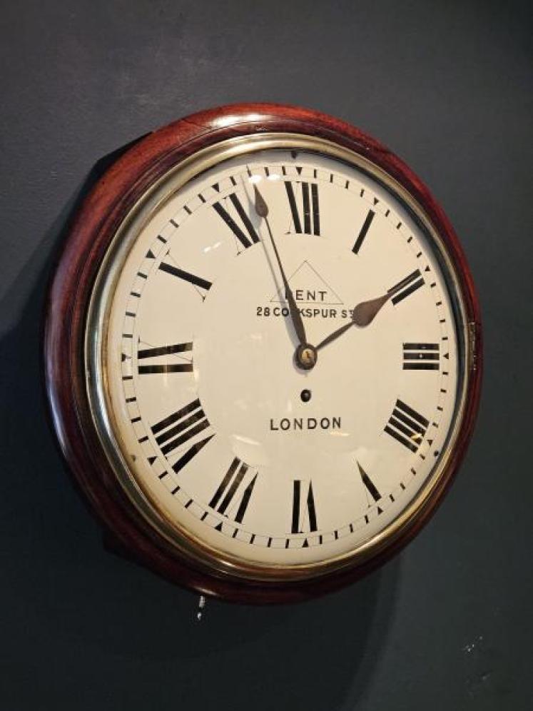 Victorian 12" Convex Dial Fusee Wall Clock by Dent - Image 2