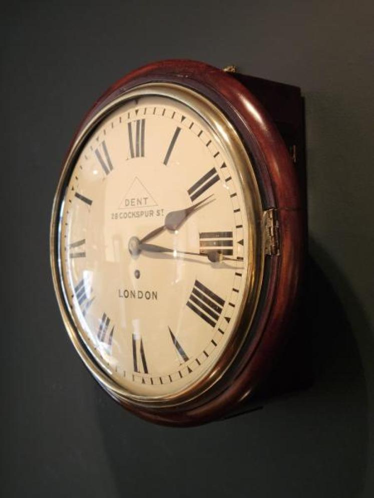 Victorian 12" Convex Dial Fusee Wall Clock by Dent - Image 3
