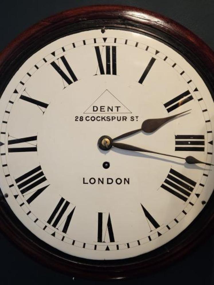Victorian 12" Convex Dial Fusee Wall Clock by Dent - Image 4
