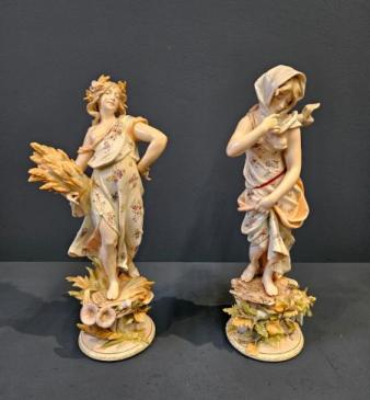 Pair of Edwardian Meissen Figures