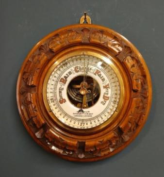 Victorian Walnut Aitchinson of London Aneroid Barometer
