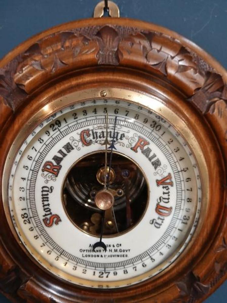 Victorian Walnut Aitchinson of London Aneroid Barometer - Image 2
