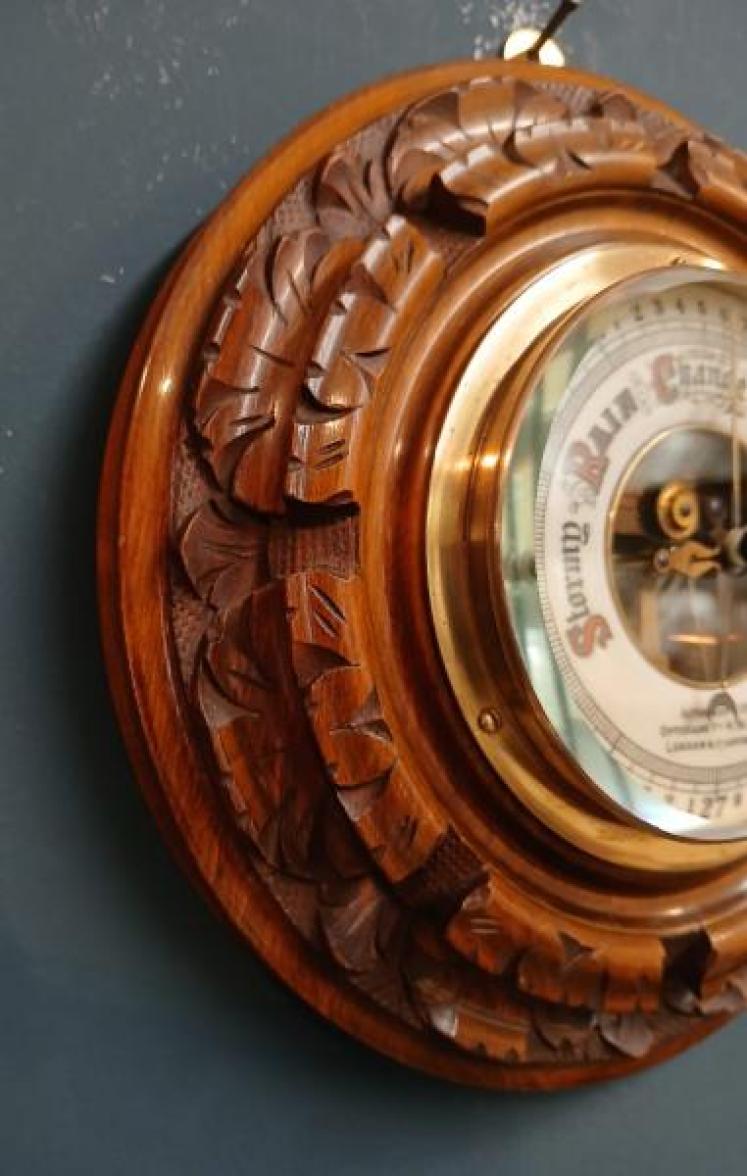 Victorian Walnut Aitchinson of London Aneroid Barometer - Image 3