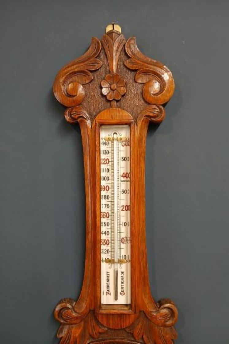 Victorian Oak Porcelain Dial Banjo Barometer - Image 2
