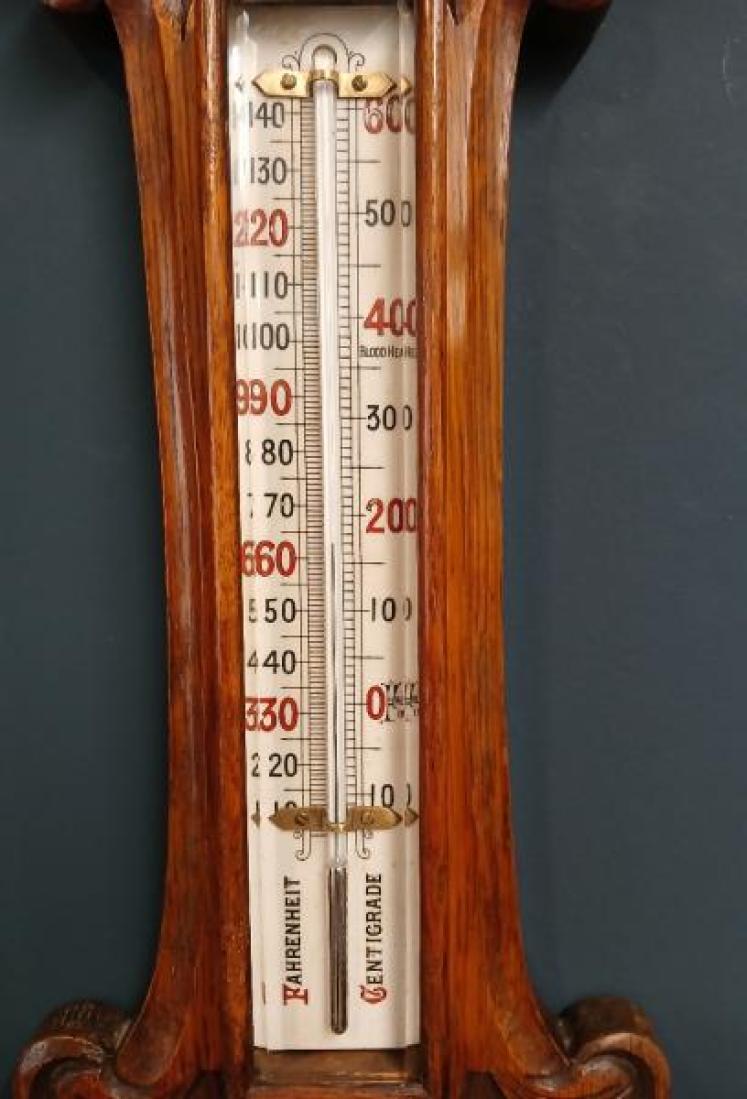 Victorian Oak Porcelain Dial Banjo Barometer - Image 5