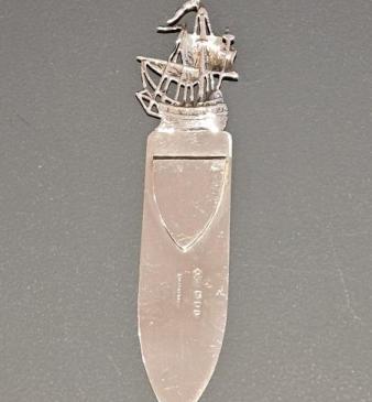 Large Silver Galleon Top Book Mark and Page Turner
