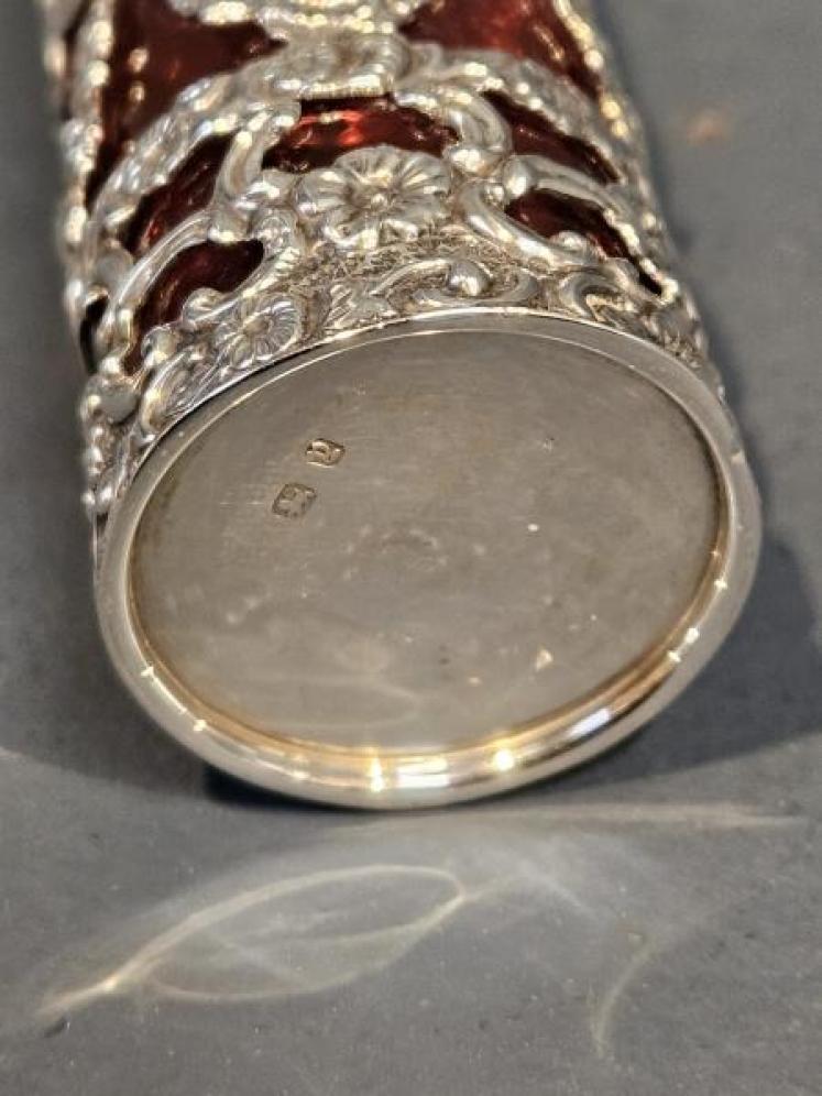Victorian Silver and Cranberry Scent Bottle  - Image 5