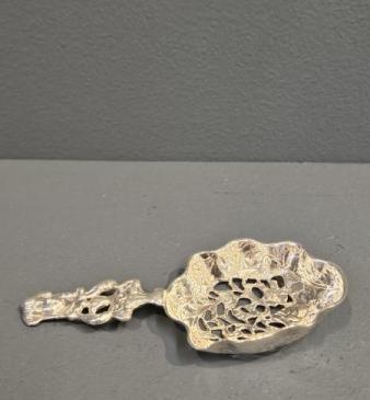 Edwardian Cast Silver Straining Spoon 