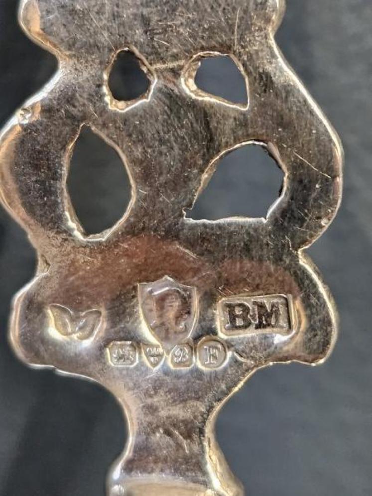 Edwardian Cast Silver Straining Spoon  - Image 3