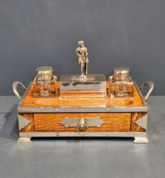 Top Quality Victorian Oak Pen and Ink Stand