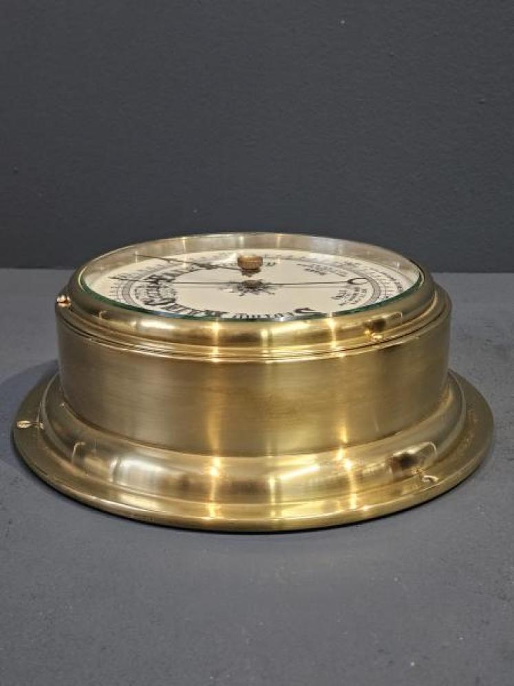 Victorian Polished Brass Bulkhead Marine Barometer - Image 3
