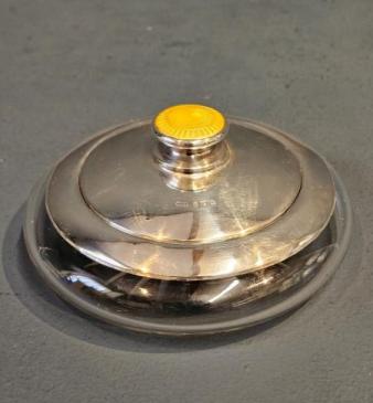 George V Silver and Yellow Engine Turned Powder Bowl