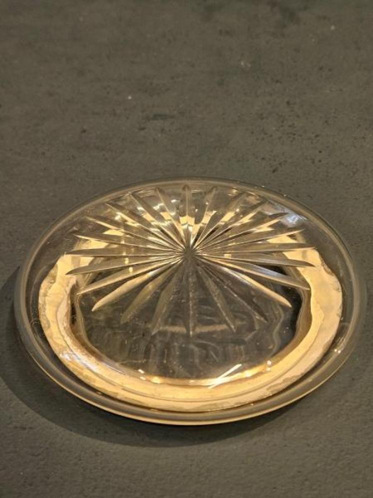 George V Silver and Yellow Engine Turned Powder Bowl - Image 6