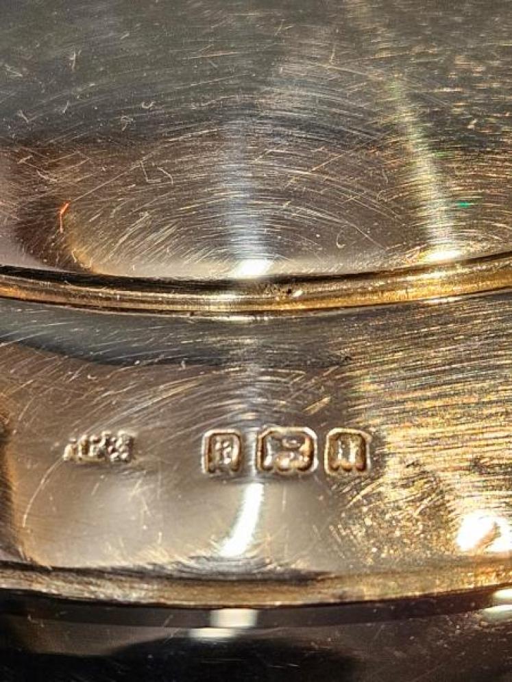 George V Silver and Yellow Engine Turned Powder Bowl - Image 7