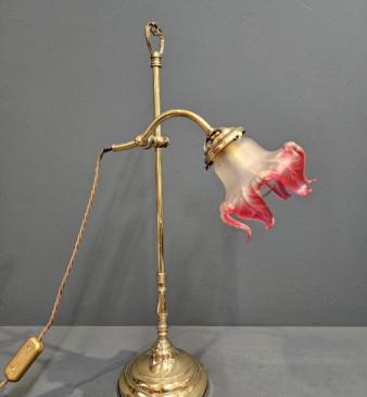 Edwardian Brass Table Lamp and Shade