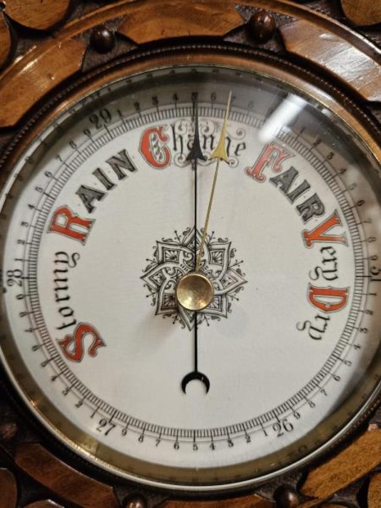 Superior Quality Victorian Walnut Aneroid Barometer - Image 3