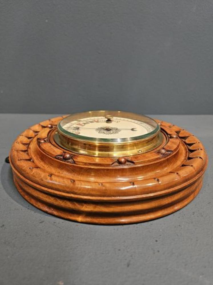 Superior Quality Victorian Walnut Aneroid Barometer - Image 6