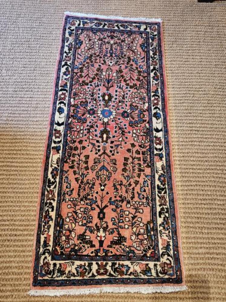 5' 5" Persian Pink Pure Wool Runner Rug - Image 1