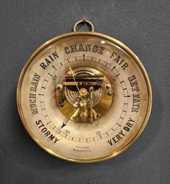 Large Victorian Skeletonised Dished Case Marine Barometer