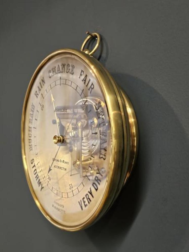 Large Victorian Skeletonised Dished Case Marine Barometer - Image 7