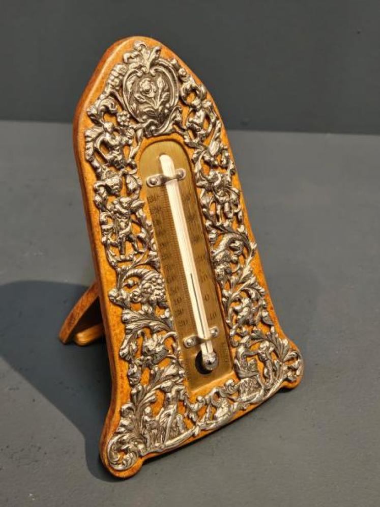 Victorian William Comyns Silver Desk Top Thermometer - Image 3