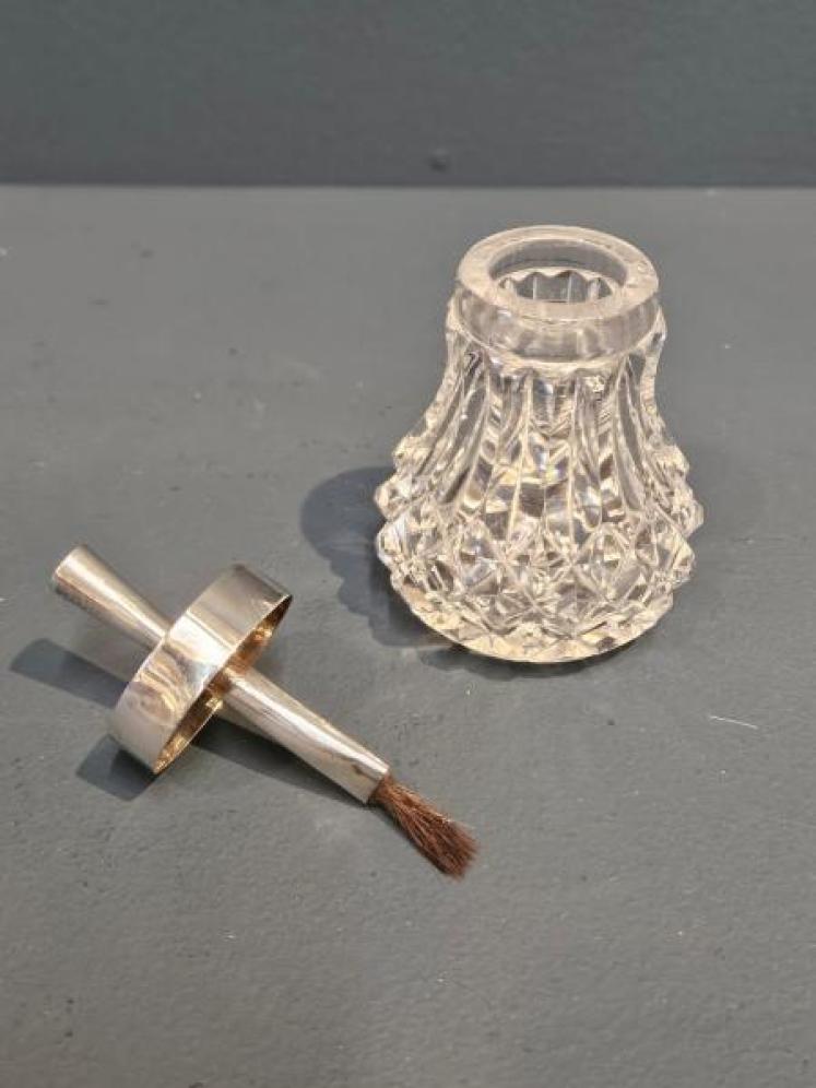 Victorian Silver Topped Cut Crystal Glue Pot - Image 2
