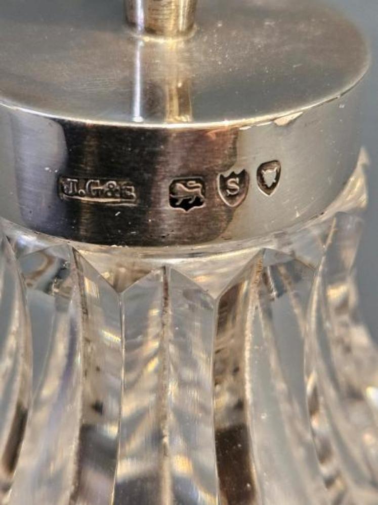 Victorian Silver Topped Cut Crystal Glue Pot - Image 4