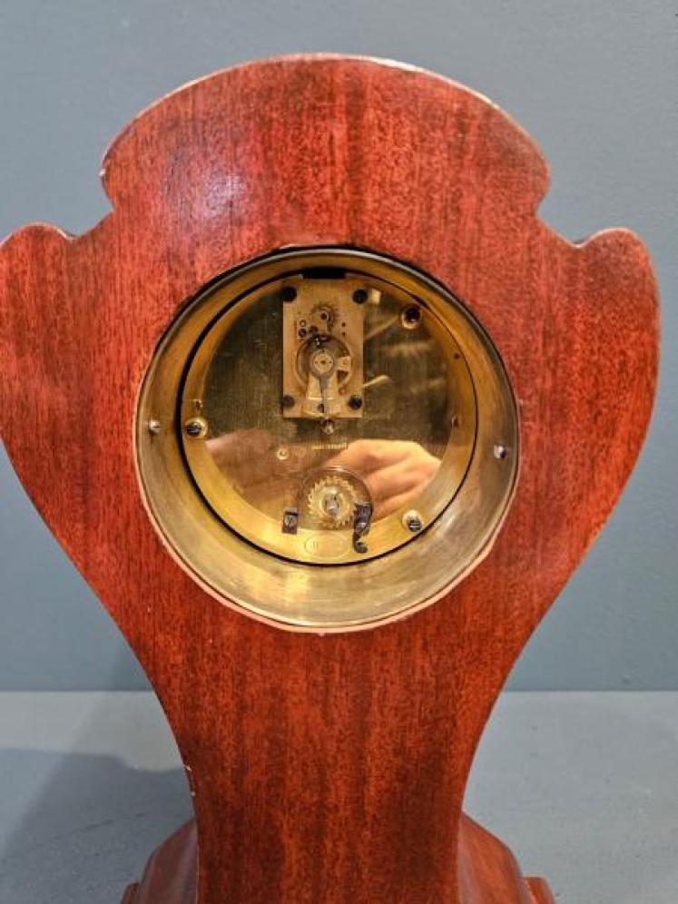 Edwardian Silver Fronted Art Nouveau Mantel Clock - Image 6