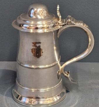 Large George III Silver Lidded Tankard