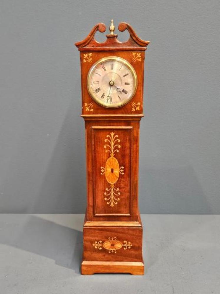 Late Victorian Inlaid Mahogany Miniature Longcase Clock - Image 1