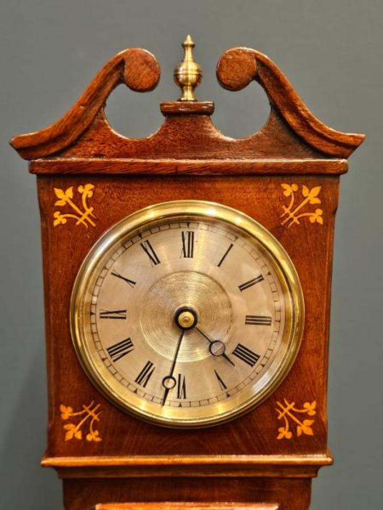 Late Victorian Inlaid Mahogany Miniature Longcase Clock - Image 2