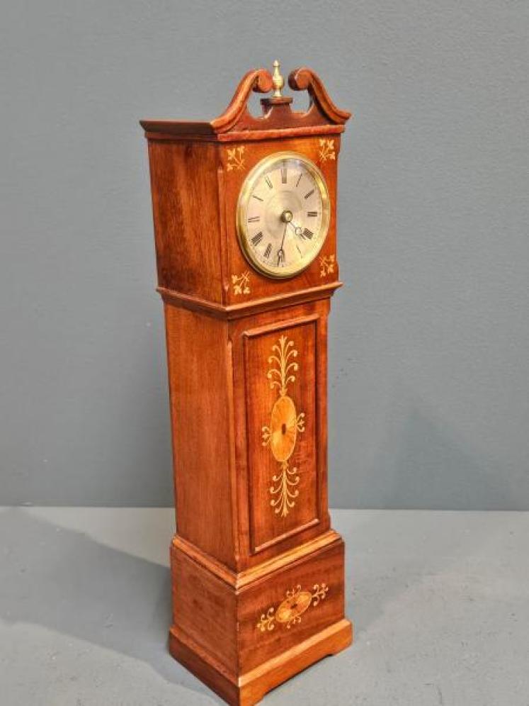 Late Victorian Inlaid Mahogany Miniature Longcase Clock - Image 4