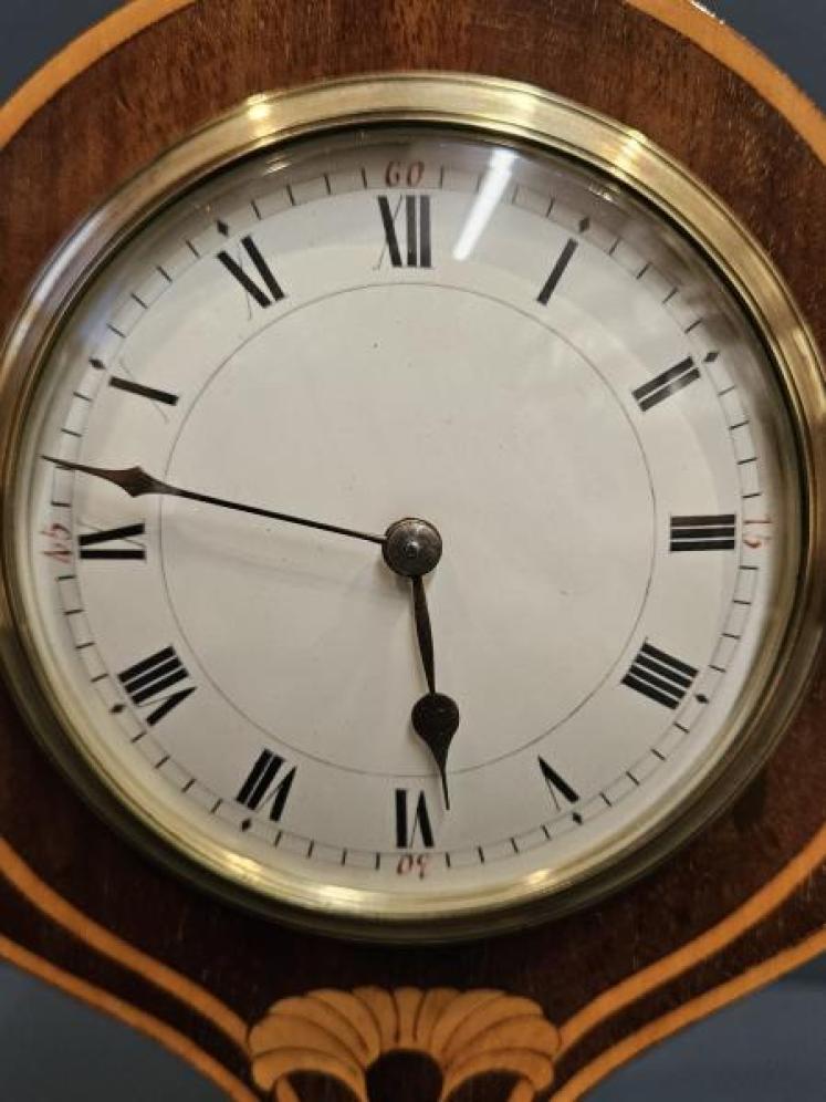 Slim Edwardian Inlaid Mahogany Mantel Clock - Image 5