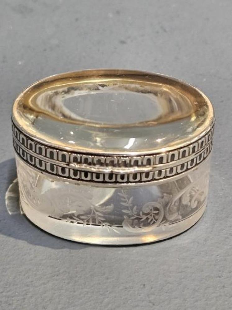 Victorian Silver and Crystal Magnifying Ring Box - Image 1